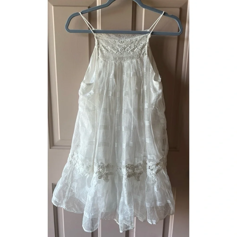 Zara Women's Off White Babydoll Tiered Lace Mini Dress NWT M #1071 - Picture 5 of 9